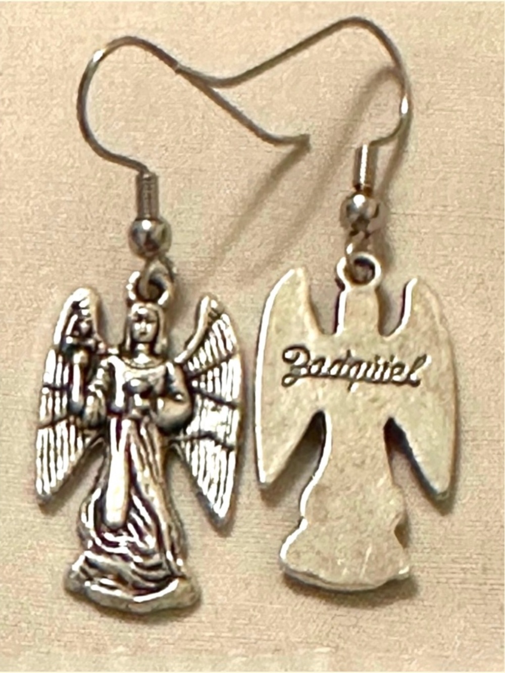Archangel Zadkiel Earrings Stainless Steel Angel Dangle Handmade Mercy Gift